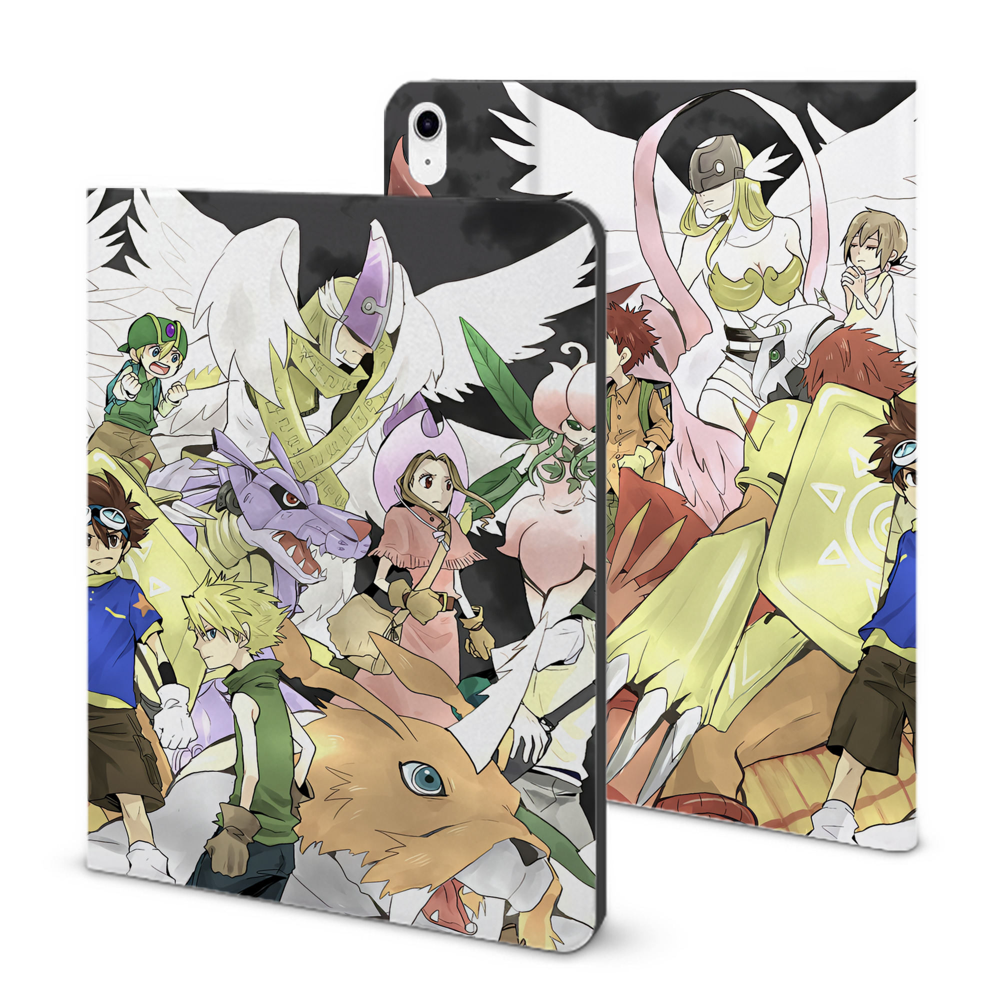 （画像用） Digimon デジタルモンスター/デジモン IPad ケース ブック型 PUレザー TPU 耐衝撃 軽量 薄型 ペン収納なし 全面保護 IPad 各モデル対応